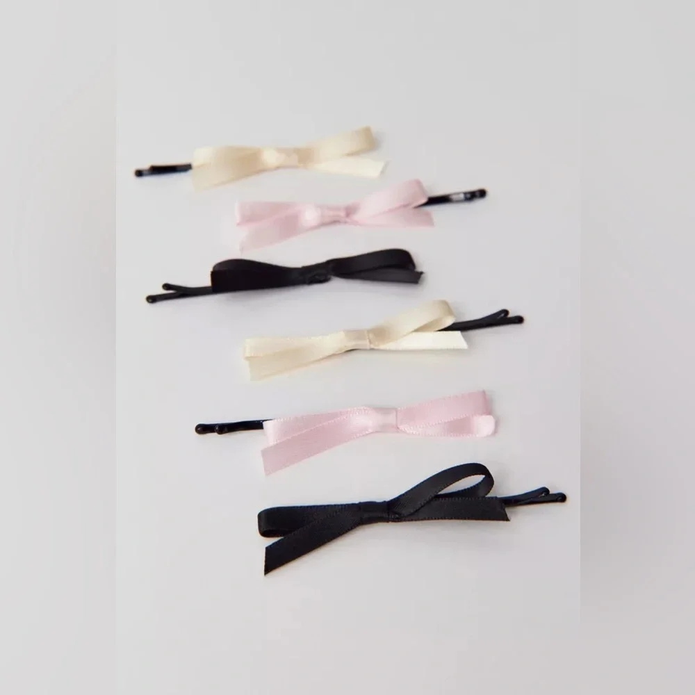 NWT Satin Bow Hair Slide 6-Pack Set
